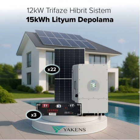 12 Kw Trifaze Hibrit Hazır Solar Paket (Sistem 3) Lexron